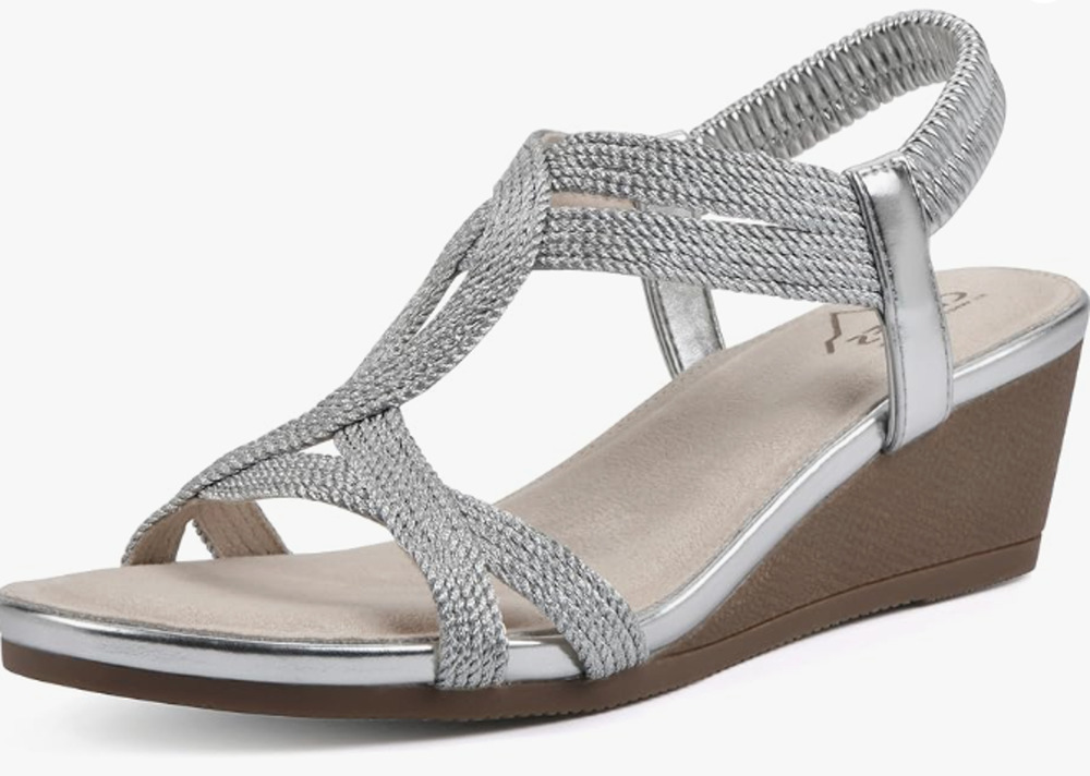 CLIFFS BY WHITE MOUNTAIN WOMENS CANDELLE SILVER STRAPPY WEDGE DRESS SANDAL 9M